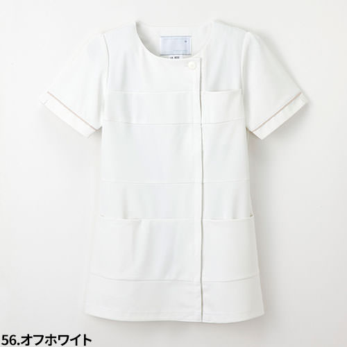 チュニック 白衣 LH-6202 ナガイレーベン Naway 半袖 看護師 ナース ナース服 レディース 女性用 医療用 ショート丈 短め 制服 ユニフォーム おしゃれ かわいい 可愛い 人気 病院 エステ サロン 細身 細見え 透けにくい