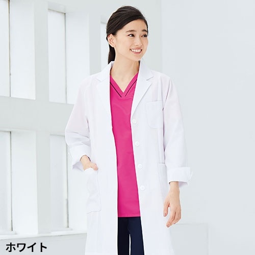 ドクターコート 白衣 2520-1 女性ハーフコート 長袖 FOLK フォーク レディース 女性用 ハーフ丈 医者 女医 病院 看護師 薬剤師 薬局 エステ 医療用 制服 ユニフォーム 高級 ポケット 名入れ おしゃれ かわいい 可愛い 動きやすい