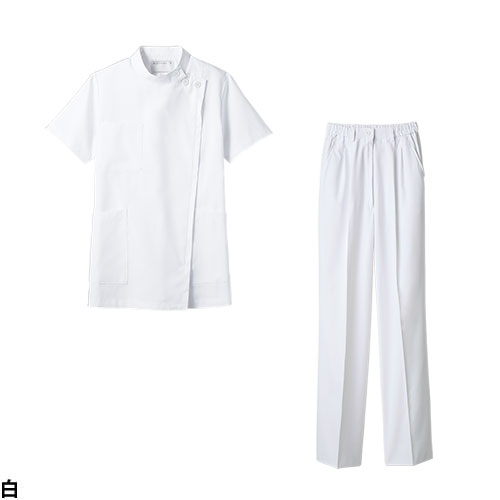 ケーシー 上下セット 白衣 パンツ 住商モンブラン レディース 女性用 制服 ユニフォーム 医療 医師 医者 看護師 ナース 病院 クリニック 整骨院 半袖 楽 ポケット 72 -352 ～ -358 73 -1261 ～ -1267