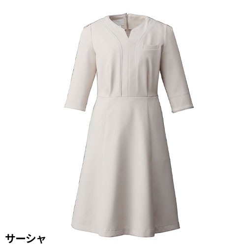 ワンピース 白衣 ナース服 3022SC 6分袖 ナース ナースウェア FOLK フォーク レディース 女性用 ショート丈 短め 医療用 制服 ユニフォーム 看護師 病院 エステ サロン おしゃれ かわいい 可愛い 無地 スカート