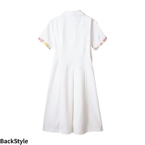 ナースワンピース 白衣 ナース服 LW401 住商モンブラン 半袖 レディース 女性用 医療用 看護師 ナース ナースウェア 病院 クリニック エステ サロン 事務 花柄 華やか フェミニン おしゃれ かわいい 可愛い きれいめ
