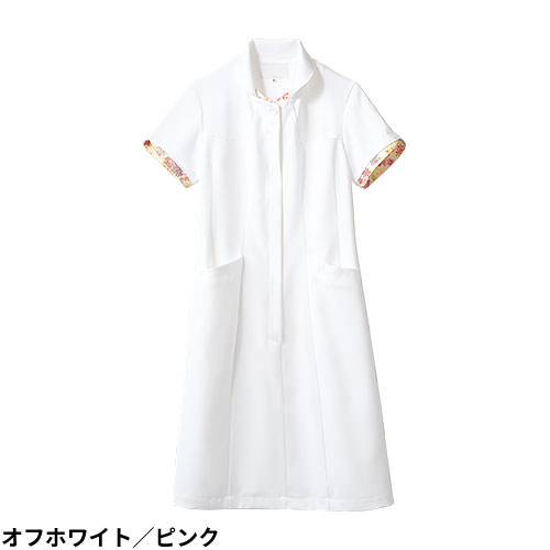ナースワンピース 白衣 ナース服 LW401 住商モンブラン 半袖 レディース 女性用 医療用 看護師 ナース ナースウェア 病院 クリニック エステ サロン 事務 花柄 華やか フェミニン おしゃれ かわいい 可愛い きれいめ