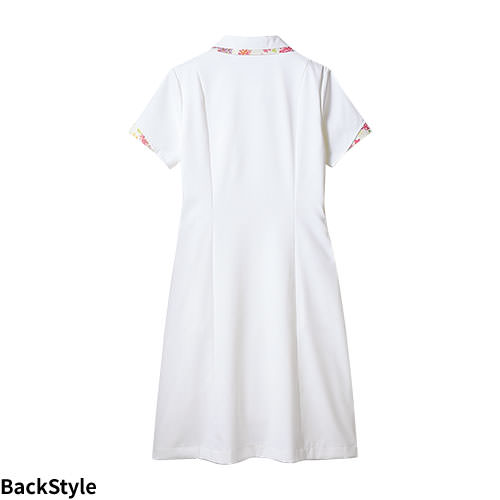 ナースワンピース 白衣 ナース服 LW403 住商モンブラン 半袖 レディース 女性用 医療用 看護師 ナース ナースウェア 病院 クリニック エステ サロン 事務 受付 人気 襟付き 花柄 おしゃれ かわいい 可愛い きれいめ