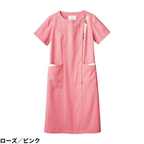 ナースワンピース 白衣 ナース服 LW411 住商モンブラン 半袖 レディース 女性用 医療用 看護師 ナース ナースウェア 病院 クリニック エステ サロン 事務 受付 花柄 おしゃれ かわいい 可愛い 細身 細見え きれいめ