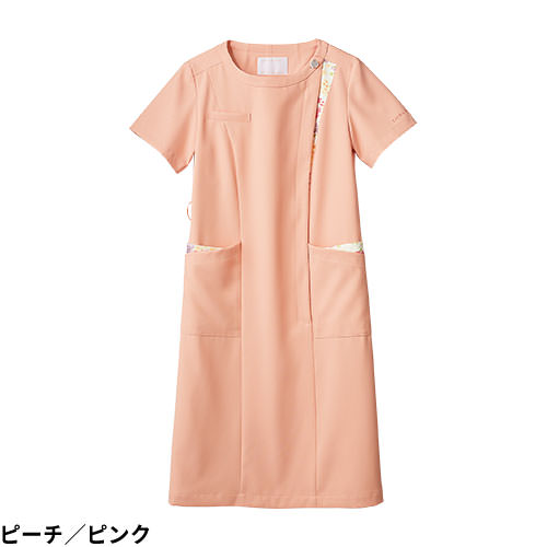 ナースワンピース 白衣 ナース服 LW411 住商モンブラン 半袖 レディース 女性用 医療用 看護師 ナース ナースウェア 病院 クリニック エステ サロン 事務 受付 花柄 おしゃれ かわいい 可愛い 細身 細見え きれいめ