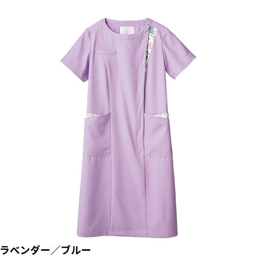 ナースワンピース 白衣 ナース服 LW411 住商モンブラン 半袖 レディース 女性用 医療用 看護師 ナース ナースウェア 病院 クリニック エステ サロン 事務 受付 花柄 おしゃれ かわいい 可愛い 細身 細見え きれいめ