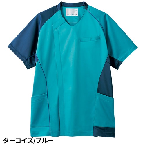 スクラブ 白衣 メンズ 男性用 住商モンブラン スクラブ メンズ 半袖 MS855-39、MS855-43、MS855-89 医療 制服 ユニフォーム 医者 医師 看護師 ナース 病院 おしゃれ かっこいい医療用 前開き ファスナー クリニック