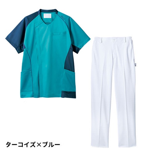 スクラブ 上下セット 白衣 白パンツ 住商モンブラン メンズ 男性用 医療 医師 医者 歯医者 看護師 半袖 ナース ナース服 手術衣 速乾 CHM855-39・43・89 CHM652-10 制服 ユニフォーム 病院 動物病院 介護 おしゃれ かわいい 可愛い かっこいい