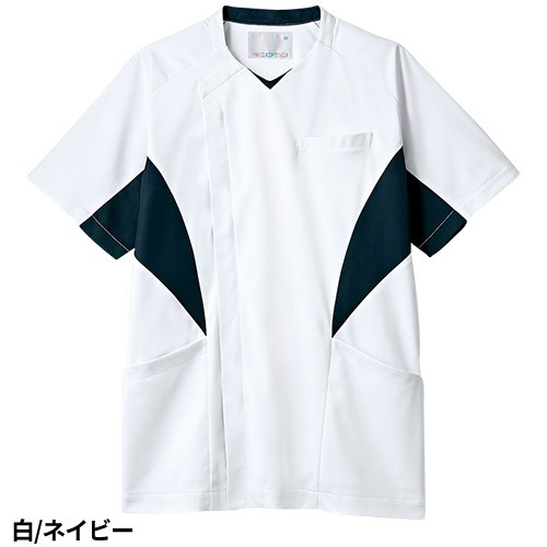 スクラブ 白衣 メンズ 男性用 住商モンブラン スクラブ メンズ 半袖 MS857-10、MS857-14、MS857-19 医療 制服 ユニフォーム 医者 医師 看護師 ナース 病院 おしゃれ かっこいい医療用 前開き ファスナー クリニック
