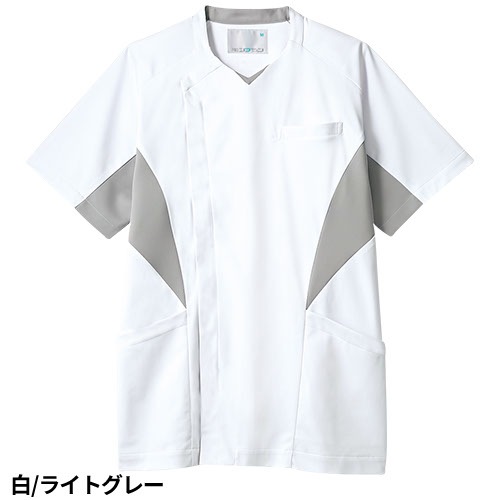 スクラブ 白衣 メンズ 男性用 住商モンブラン スクラブ メンズ 半袖 MS857-10、MS857-14、MS857-19 医療 制服 ユニフォーム 医者 医師 看護師 ナース 病院 おしゃれ かっこいい医療用 前開き ファスナー クリニック