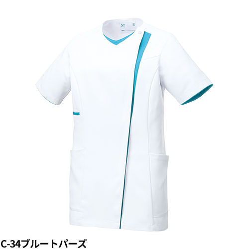 ジャケット 白衣 ケーシー チュニック MZ-0163 医療 ミズノ MIZUNO レディース 女性用 半袖 医師 医者 看護師 ナース 医療用 人気 病院 病院実習 上衣 医務衣 診察衣 動きやすい 丈夫 制菌 可愛い かわいい おしゃれ