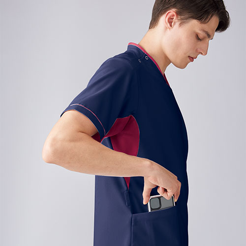 ユニセックス Vネック スクラブ 医療 白衣 UQM1536 UQM1537 男女兼用 ルコックスポルティフ ナース服 半袖 医療用 病院 看護師 医者 研修医 手術衣 手術着 速乾 ストレッチ 上品 病院 かっこいい 可愛い かわいい おしゃれ 動きやすい