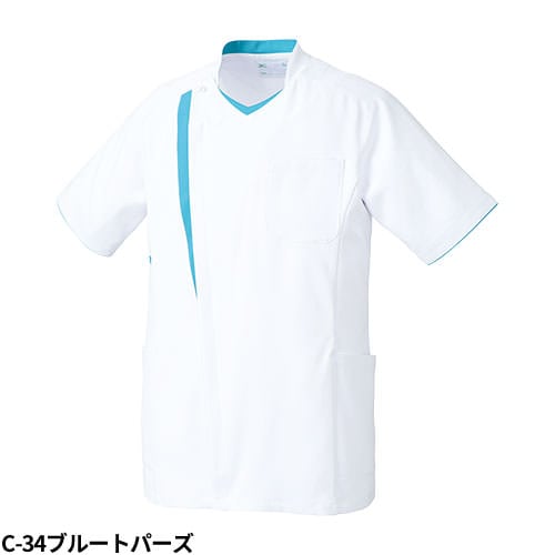 ジャケット 白衣 ケーシー MZ-0162 医療 ミズノ MIZUNO メンズ 男性用 半袖 医師 医者 看護師 ナース 病院 外科 病院見学 医療用 人気 上衣 医務衣 診察衣 ファスナー 制菌 動きやすい 丈夫 かっこいい おしゃれ