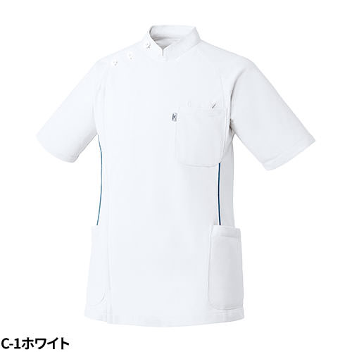 ミズノ メンズケーシージャケット MIZUNO ジップアップ 前開き 半袖 白衣 医師 医者 看護師 ナース 薬剤師 看護師服 医療用 男性 チトセ ジャケット 病院 MZ-0049 おしゃれ かっこいい