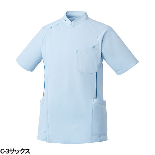 ミズノ メンズケーシージャケット MIZUNO ジップアップ 前開き 半袖 白衣 医師 医者 看護師 ナース 薬剤師 看護師服 医療用 男性 チトセ ジャケット 病院 MZ-0049 おしゃれ かっこいい