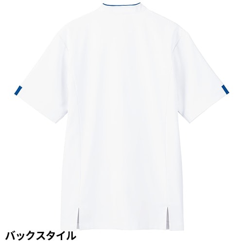 ケーシー 白衣 ジャケット WH12015 医療 治療 襟なし 自重堂 whisel ホワイセル メンズ 男性用 半袖 医師 医者 看護師 ナース 技師 医療用 作業療法 人気 病院 横掛 上衣 医務衣 診察衣 ストレッチ 伸縮性 吸汗 かっこいい おしゃれ
