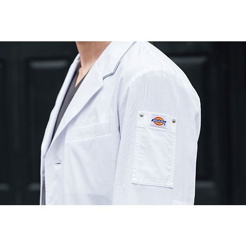 ドクターコート 白衣 1538PP メンズシングルコート ディッキーズ Dickies FOLK メンズ 男性用 長袖 ロング丈 医師 病院 整骨院 薬剤師 医療用 制服 ユニフォーム ストレッチ パイピング おしゃれ かっこいい おすすめ