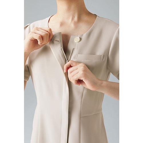 ワンピース 白衣 ナース服 3023SC 半袖 ナース ナースウェア FOLK フォーク レディース 女性用 ショート丈 短め 前開き ストレッチ 医療用 制服 ユニフォーム 看護師 病院 エステ サロン おしゃれ かわいい 可愛い