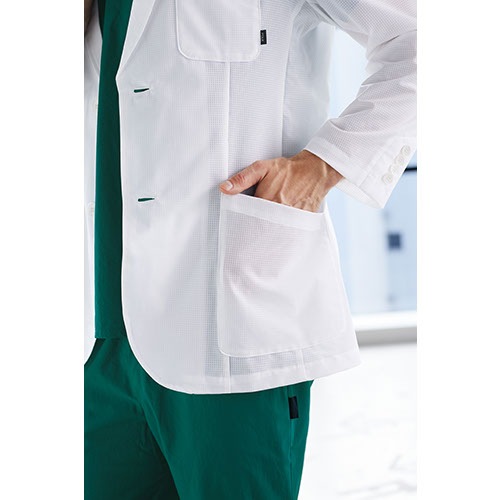 ドクターコート 白衣 1017PH Flab. メンズジャケット FOLK メンズ 男性用 長袖 ロング丈 医師 病院 薬剤師 薬局 医療用 制服 ユニフォーム ストレッチ 軽量 名入れ スーツ おしゃれ かっこいい おすすめ