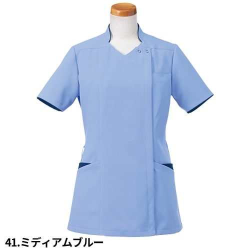 半袖 スクラブジャケット 白衣 半袖 R8946 レディース 女性用