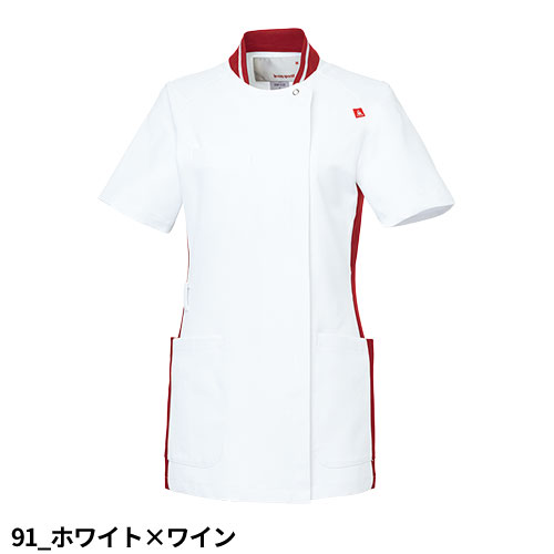 ジャケット ケーシー UQW1035N 医療 白衣 レディース 女性用 ルコックスポルティフ ナースウェア 半袖 医療用 病院 病院実習 看護師 ナース 医者 医師 吸汗速乾 快適 帯電防止 制菌 スタンドカラー おしゃれ かわいい 可愛い