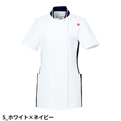 ジャケット ケーシー UQW1035N 医療 白衣 レディース 女性用 ルコックスポルティフ ナースウェア 半袖 医療用 病院 病院実習 看護師 ナース 医者 医師 吸汗速乾 快適 帯電防止 制菌 スタンドカラー おしゃれ かわいい 可愛い