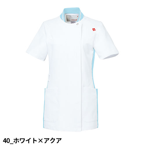 ジャケット ケーシー UQW1035N 医療 白衣 レディース 女性用 ルコックスポルティフ ナースウェア 半袖 医療用 病院 病院実習 看護師 ナース 医者 医師 吸汗速乾 快適 帯電防止 制菌 スタンドカラー おしゃれ かわいい 可愛い