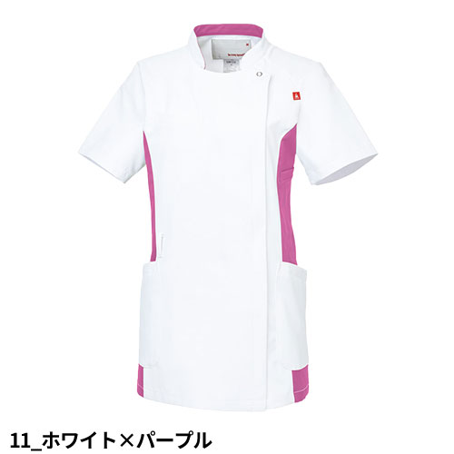 バイカラー ジャケット UQW1034N 医療 白衣 レディース 女性用 ルコックスポルティフ ナースウェア 半袖 医療用 病院 クリニック 看護師 ナース 医者 医師 帯電防止 制菌 吸汗 速乾 SEK おしゃれ かわいい 可愛い