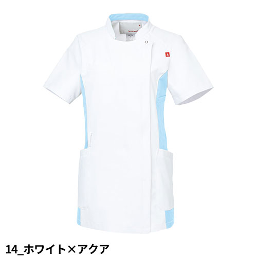 バイカラー ジャケット UQW1034N 医療 白衣 レディース 女性用 ルコックスポルティフ ナースウェア 半袖 医療用 病院 クリニック 看護師 ナース 医者 医師 帯電防止 制菌 吸汗 速乾 SEK おしゃれ かわいい 可愛い