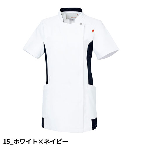 バイカラー ジャケット UQW1034N 医療 白衣 レディース 女性用 ルコックスポルティフ ナースウェア 半袖 医療用 病院 クリニック 看護師 ナース 医者 医師 帯電防止 制菌 吸汗 速乾 SEK おしゃれ かわいい 可愛い