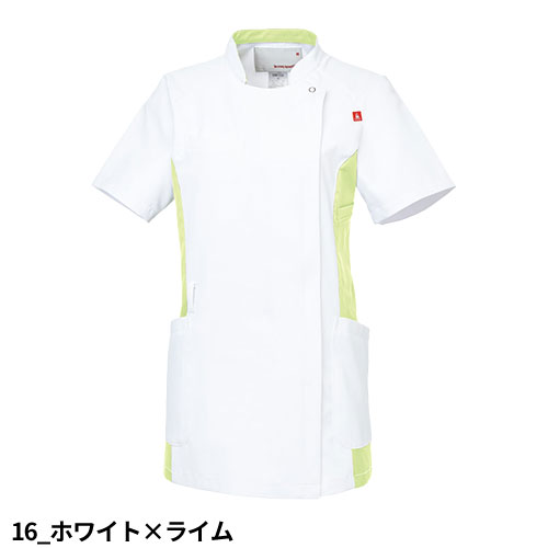 バイカラー ジャケット UQW1034N 医療 白衣 レディース 女性用 ルコックスポルティフ ナースウェア 半袖 医療用 病院 クリニック 看護師 ナース 医者 医師 帯電防止 制菌 吸汗 速乾 SEK おしゃれ かわいい 可愛い