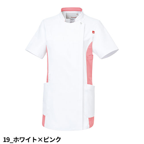 バイカラー ジャケット UQW1034N 医療 白衣 レディース 女性用 ルコックスポルティフ ナースウェア 半袖 医療用 病院 クリニック 看護師 ナース 医者 医師 帯電防止 制菌 吸汗 速乾 SEK おしゃれ かわいい 可愛い