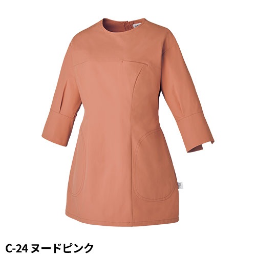 チュニック 白衣 DOM-0006 unite ユナイト チトセ 七分袖 7分袖 看護師 ナース ナース服 レディース 女性用 医療用 制服 ユニフォーム おしゃれ かわいい 可愛い 人気 病院 エステ サロン 上品 無地 軽い