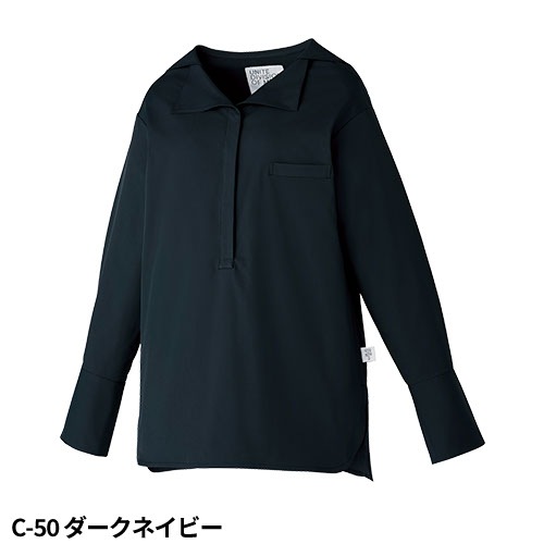 チュニック 白衣 DOM-0007 unite ユナイト チトセ 長袖 看護師 ナース ナース服 レディース 女性用 医療用 ショート丈 短め 制服 ユニフォーム おしゃれ かわいい 可愛い 人気 病院 エステ サロン 上品 襟付き 動きやすい