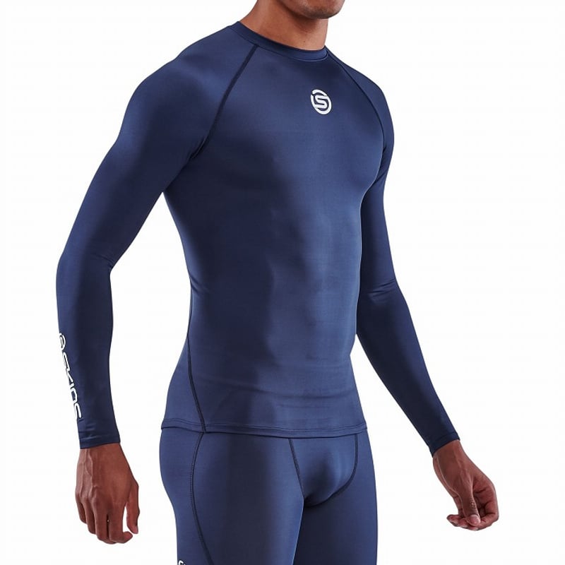 スキンズ SERIES-1 トップスロングスリーブ ネイビー 18121110-098 メンズ SKINS コンプレッションウェア フィットネス トレーニング ヨガ ジム