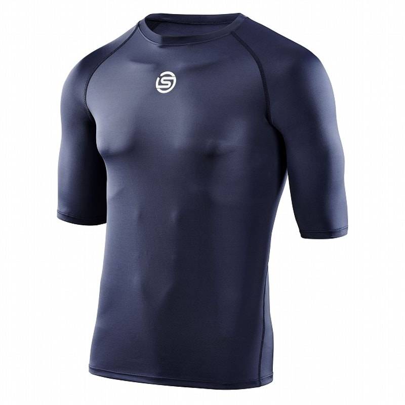 スキンズ SERIES-1 トップスショートスリーブ ネイビー 18121140-098 メンズ SKINS コンプレッションウェア フィットネス トレーニング ヨガ ジム