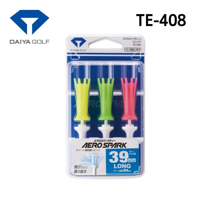 ダイヤゴルフ エアロスパークティーロング 3本入 TE-408DAIYA GOLF AERO SOARK 全長84mm イエローグリーンピンク 首振り機能 振り抜き