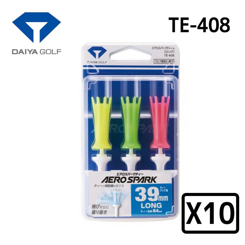 【10パックセット】ダイヤゴルフ エアロスパークティーロング 3本入 TE-408DAIYA GOLF AERO SOARK 全長84mm イエローグリーンピンク 首振り機能