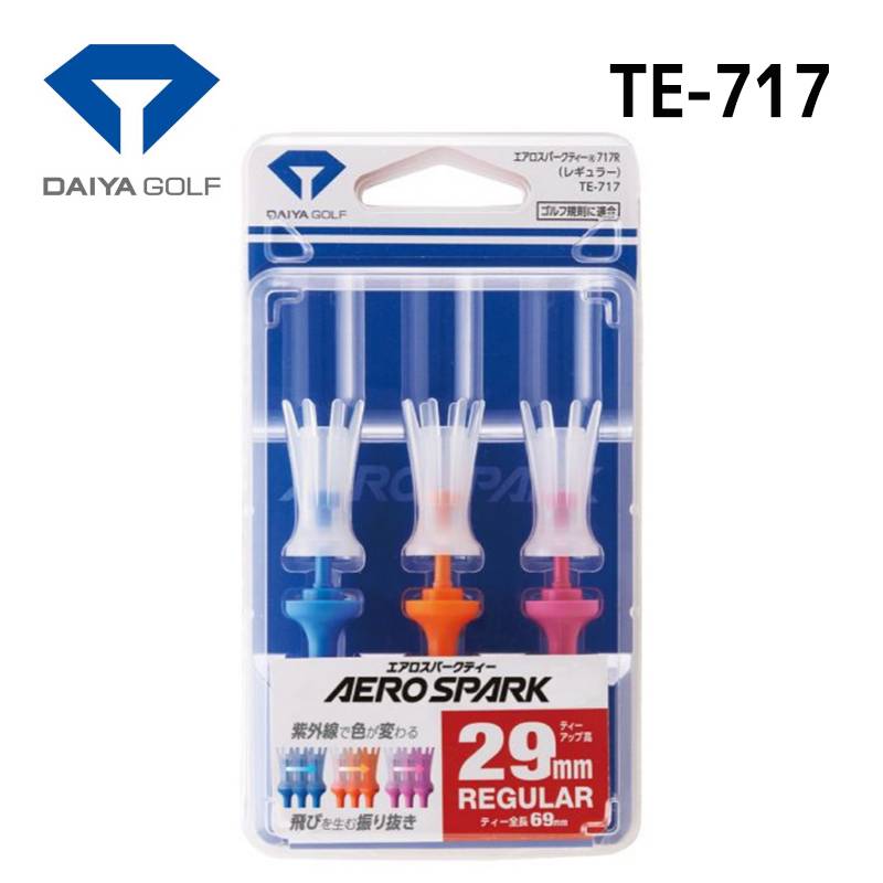 ダイヤゴルフ エアロスパークティーレギュラー 3本入 TE-717DAIYA GOLF AERO SOARK 全長69mm ブルー オレンジ ピンク 首振り機能