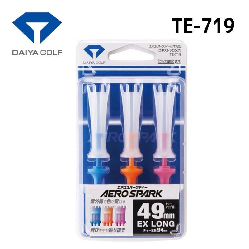 ダイヤゴルフ エアロスパークティーエキストラロング 3本入 TE-719DAIYA GOLF AERO SOARK 全長94mm ブルー オレンジ ピンク 首振り機能 振り抜き