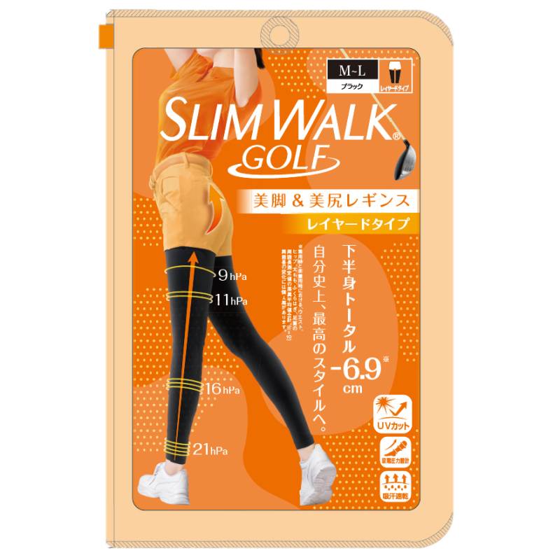 スリムウォーク ゴルフ 美脚&美尻レギンス ブラック 下半身トータル-6.9cm ピップ for GOLF 圧着/タイツ/レギンス/スパッツ/ストッキング
