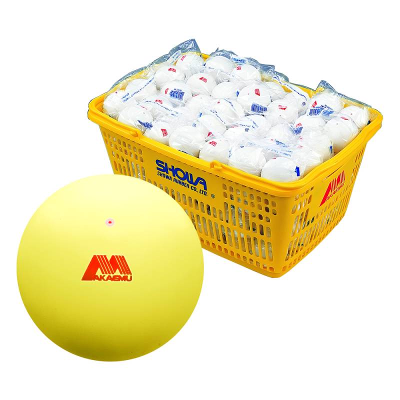 100球ほぼ新品‼️【アカエムカゴ付き‼️ソフトテニスボール100球‼️】 LUCENT アカエムボール 公認球 10ダース入りバスケット M-30030