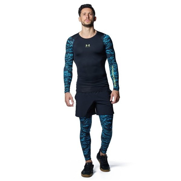 アンダーアーマー UAヒートギアアーマー ノベルティ レギンス 1388214-002 Black/Morph Green メンズ トレーニング UNDER ARMOUR