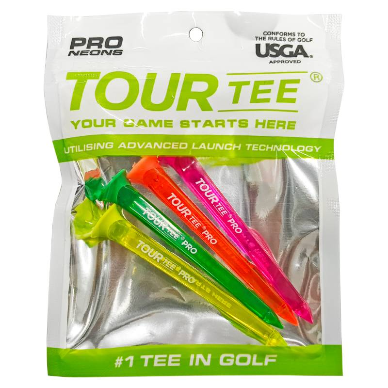TOUR TEE PRO NEONS ツアーティー プロ ネオン 80mm 4本入り T-489 USGAR&Aルール適合 2024年 カラフル 蛍光色/クリア ティーアップしやすい ゴルフティー