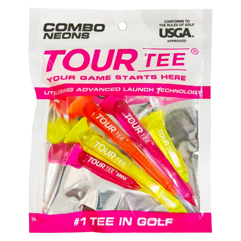 TOUR TEE COMBO NEONS PINK ツアーティー コンボ ネオンピンク T-490 5本入り USGAR&Aルール適合 2024年 カラフル 蛍光色/クリア ゴルフティー