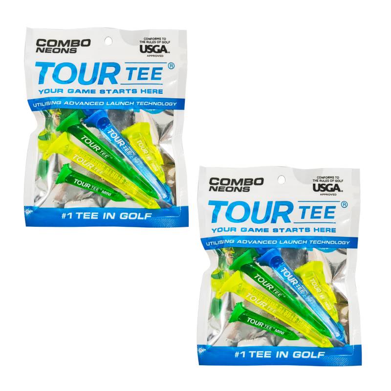 【2パックセット】TOUR TEE COMBO NEONS BLUE ツアーティー コンボ ネオンブルー T-490 5本入り USGAR&Aルール適合 2024年 カラフル 蛍光色/クリア ゴルフティー
