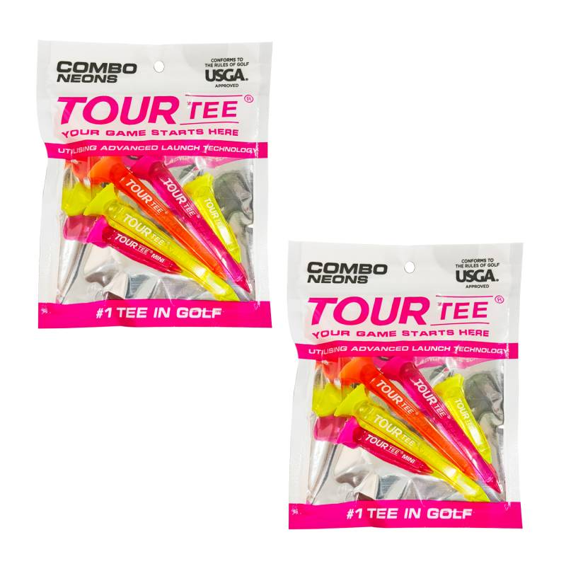 【2パックセット】TOUR TEE COMBO NEONS PINK ツアーティー コンボ ネオンピンク T-490 5本入り USGAR&Aルール適合 2024年 カラフル 蛍光色/クリア ゴルフティー