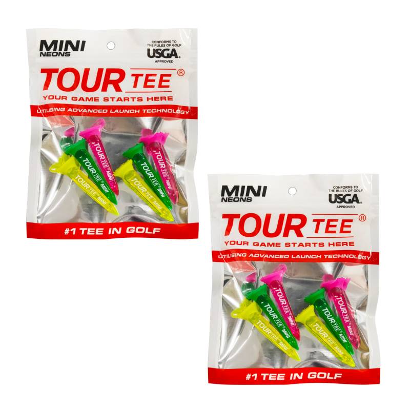 【2パックセット】TOUR TEE MINI NEONS ツアーティー ミニ ネオン T-491 46mm 6本入り USGAR&Aルール適合 2024年 カラフル 蛍光色/クリア ティーアップしやすい ゴルフティー