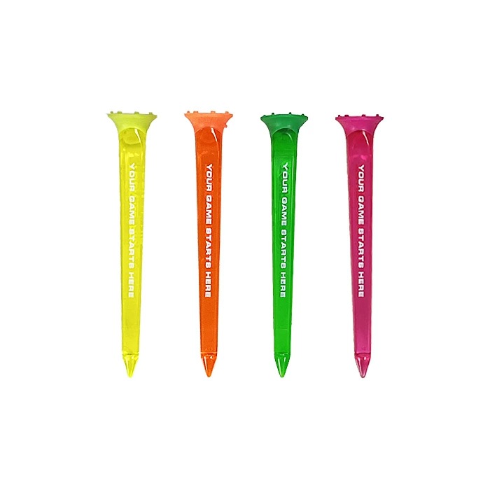 【4パックセット】TOUR TEE PRO NEONS ツアーティー プロ ネオン 80mm 4本入り T-489 USGAR&Aルール適合 2024年 カラフル 蛍光色/クリア ティーアップしやすい ゴルフティー