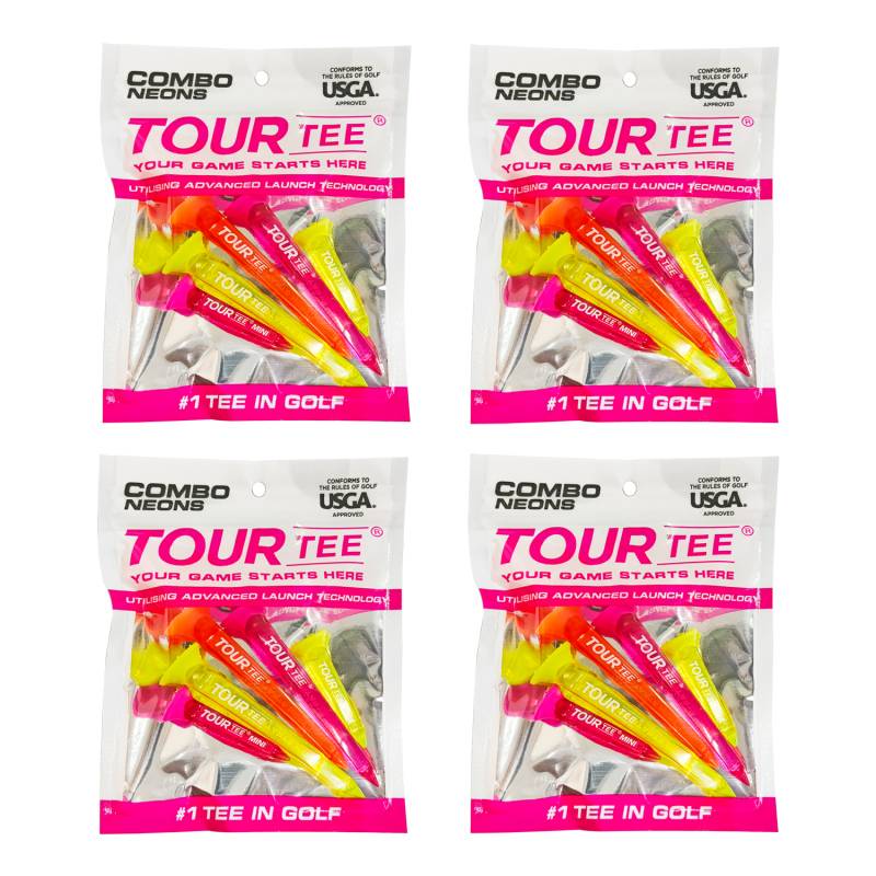 【4パックセット】TOUR TEE COMBO NEONS PINK ツアーティー コンボ ネオンピンク T-490 5本入り USGAR&Aルール適合 2024年 カラフル 蛍光色/クリア ゴルフティー